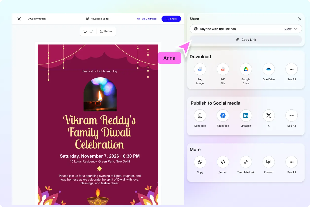 Free AI Diwali Invitation Generator, Free Online Invitation Maker